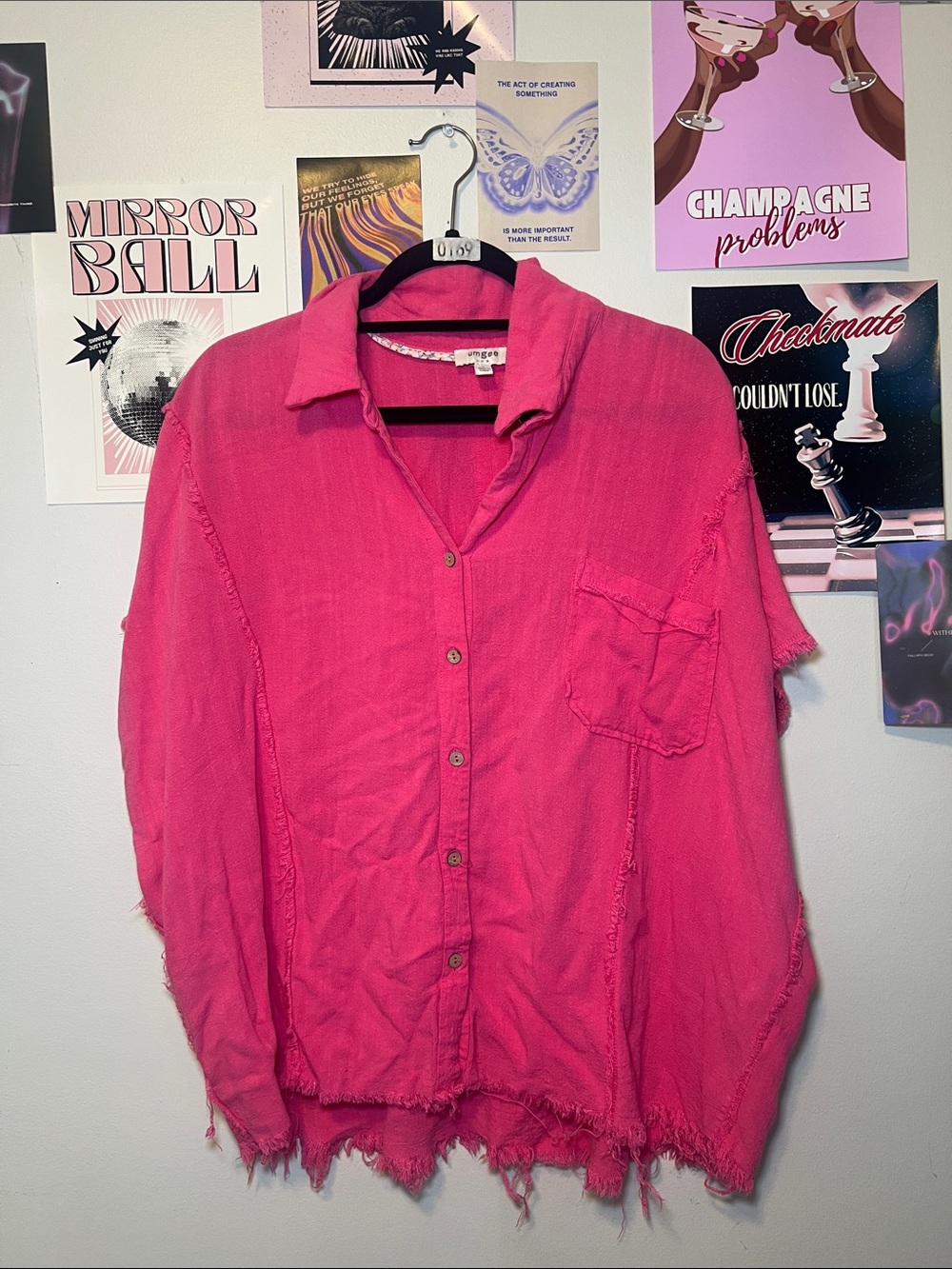 Umgee Bright Hot Pink Button-Down Shirt